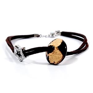 Gold Collection Bracelet with Charm - Leaves Design