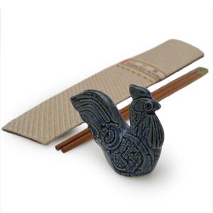 Chop Stick Rest Rooster Design and 1 Pair Chop Stick