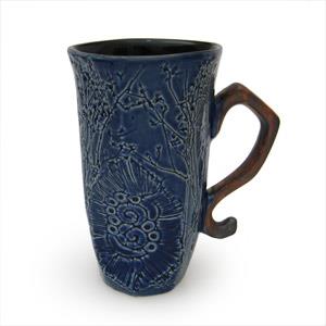 Tall Mug, Octogonal Shape - Twigs Design